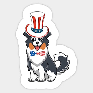 Funny collie dog is wearing uncle sam hat Sticker